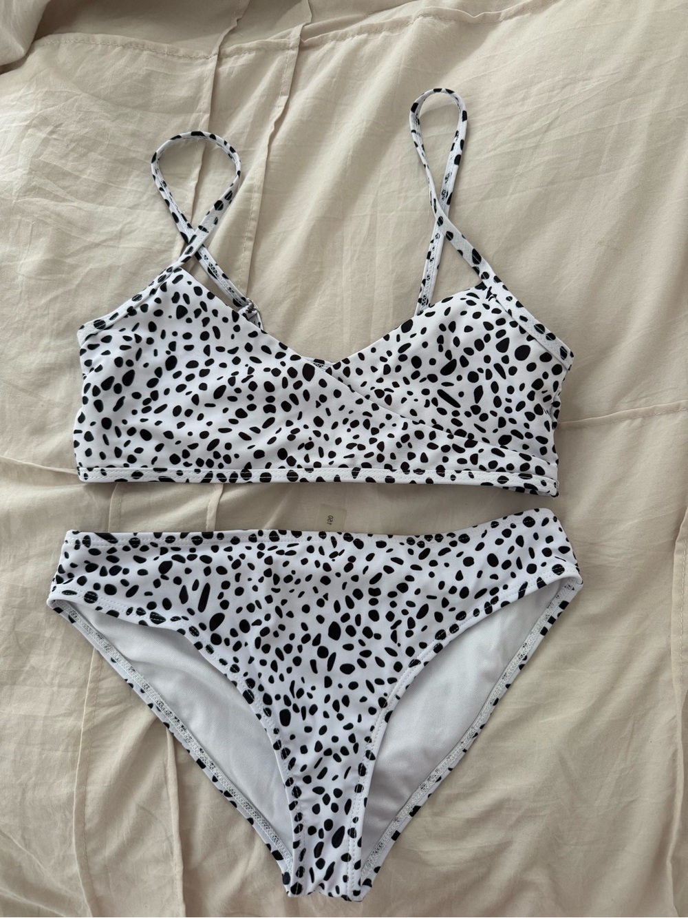 Dalmatian Print White & Black Bikini Set - Women Swim